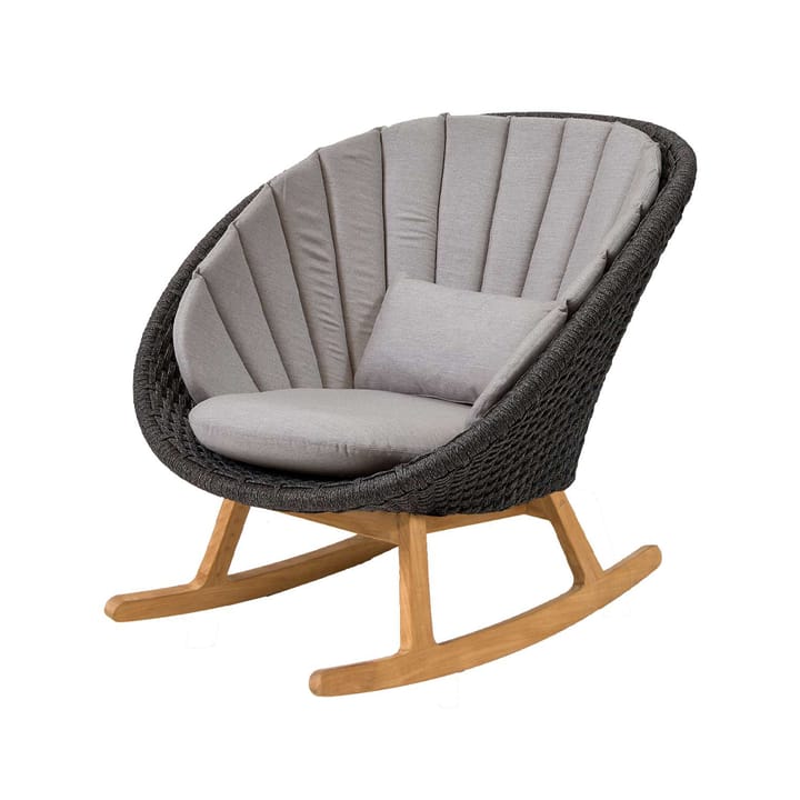 Silla mecedora Peacock - Cane-Line Natté grey-Cane-Line soft rope-teca - Cane-line