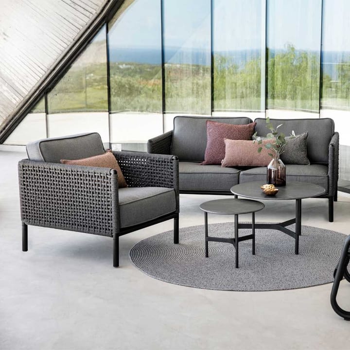 Sillón lounge Encore, Cane-Line airtouch bordeaux/dark grey, incl. cojines Cane-line