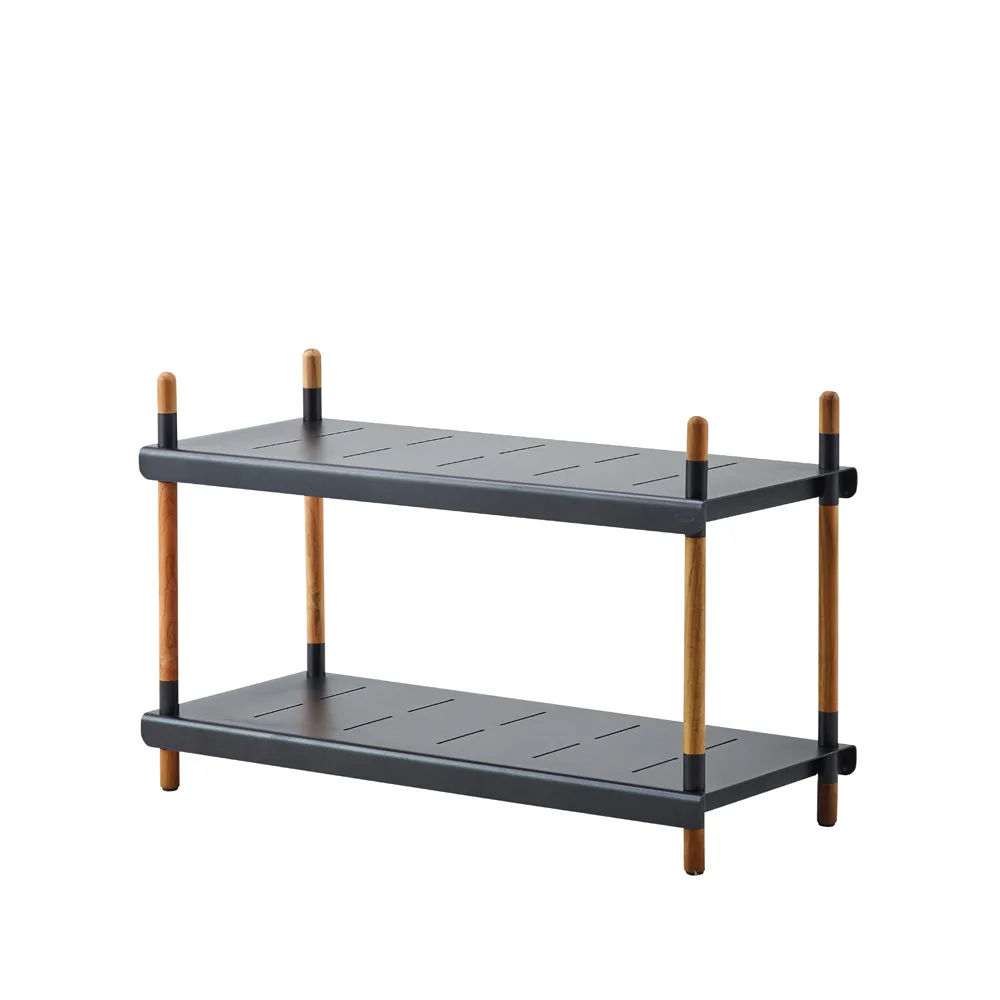 Sistema de estanterías Frame, Lava grey, bajo, teak Cane-line