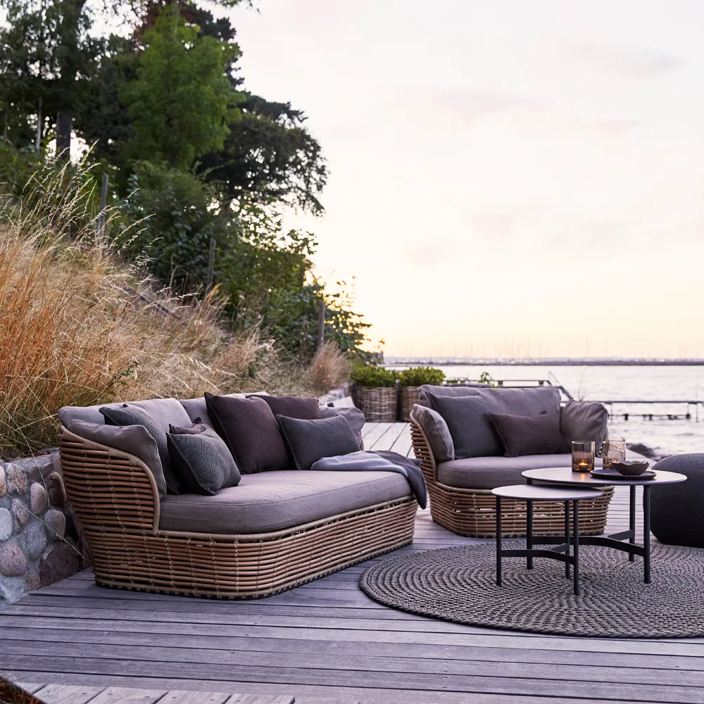 Sofá Basket de 2 plazas, Natural, cojines taupe Cane-line