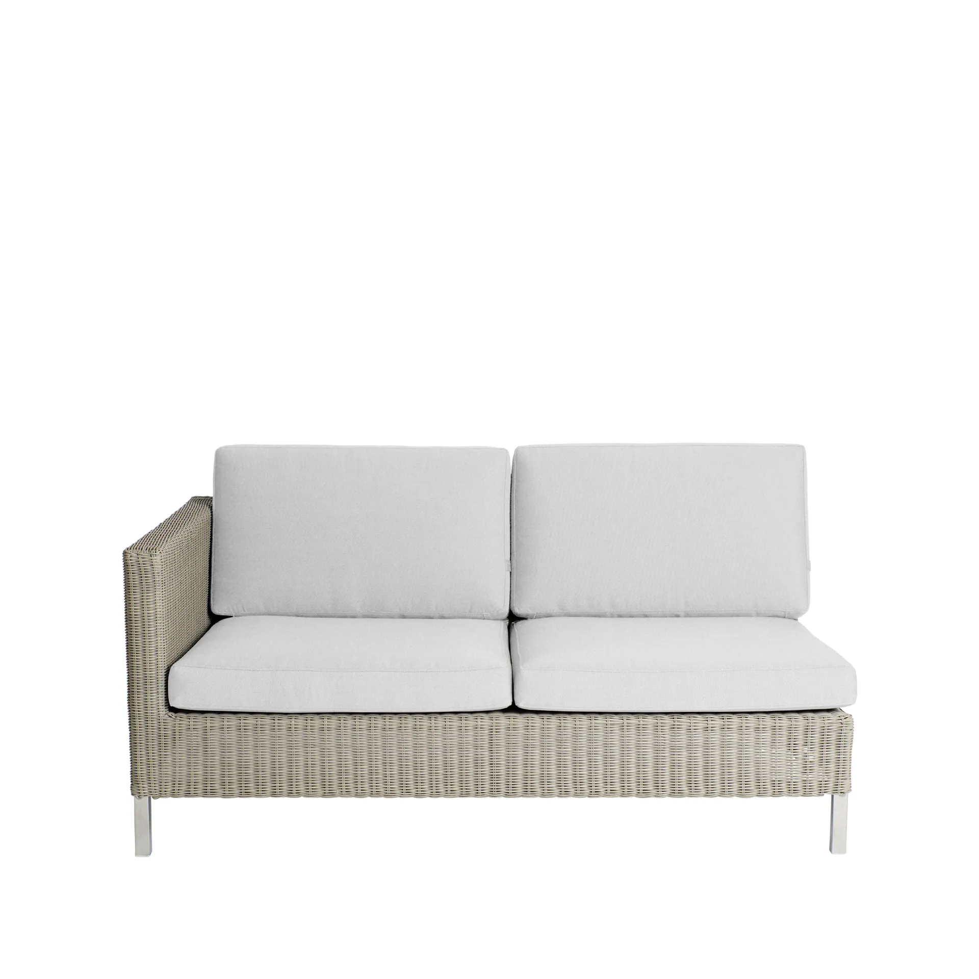 Sofá modular Connect, 2 plazas taupe, derecho, cojines blancos Cane-line