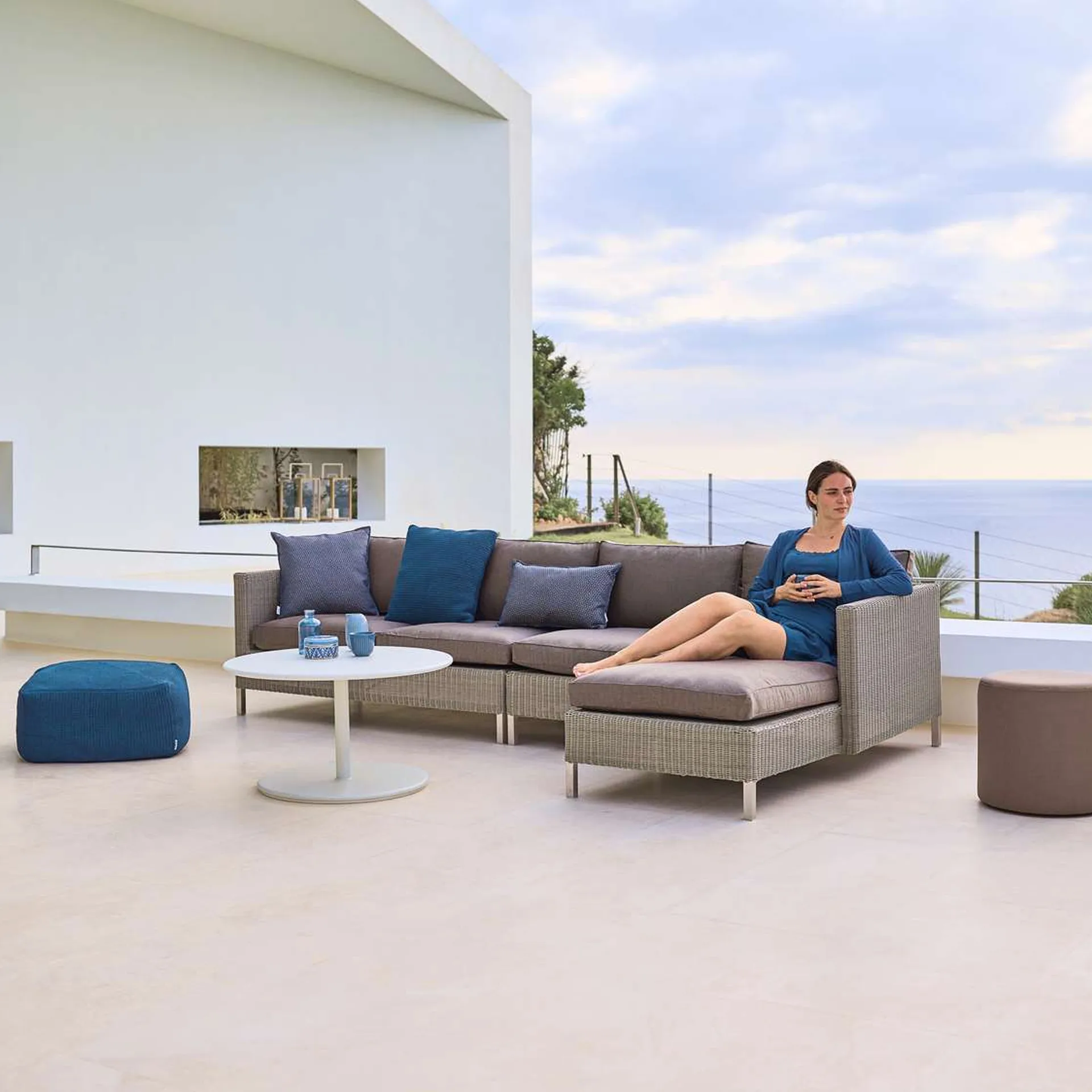 Sofá modular Connect, 2 plazas taupe, derecho Cane-line