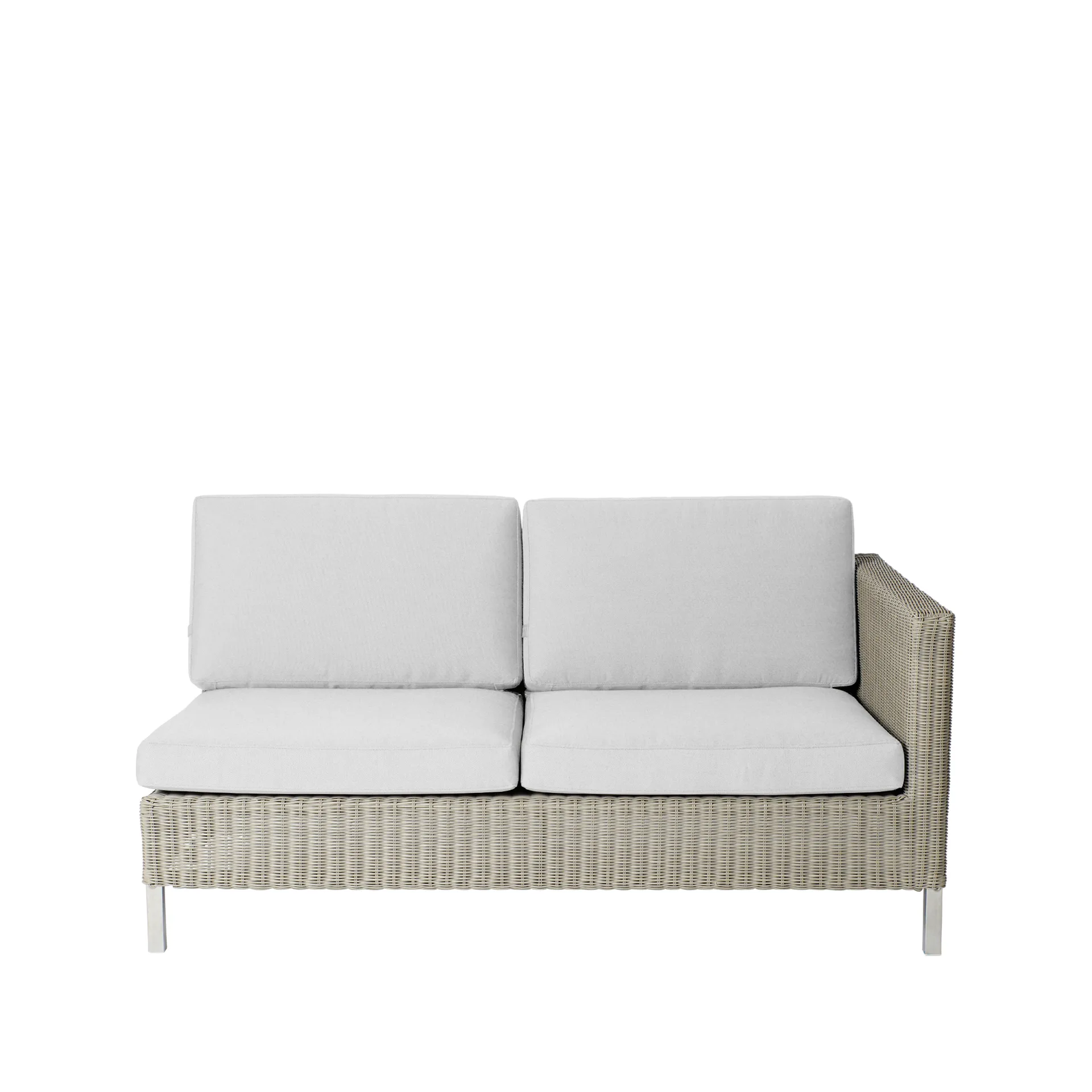 Sofá modular Connect, 2 plazas taupe, izquierdo, cojines blancos Cane-line