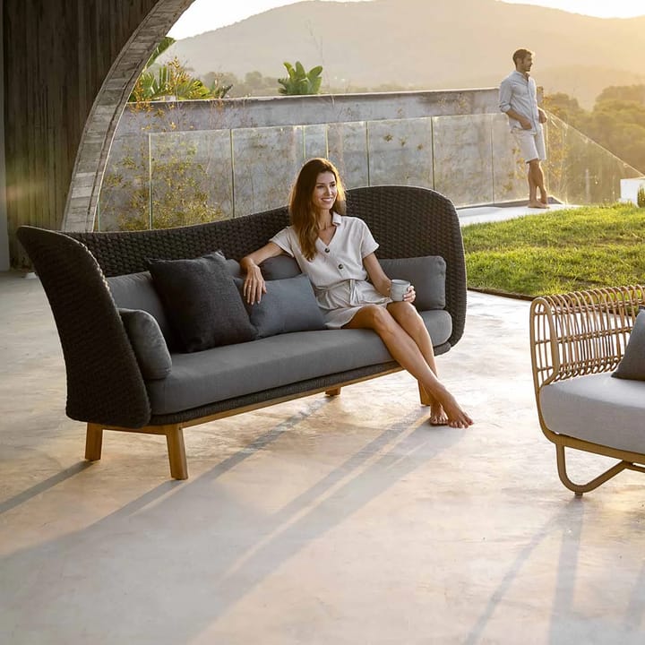 Sofá Peacock 2 plazas soft rope, Dark grey, teak Cane-line