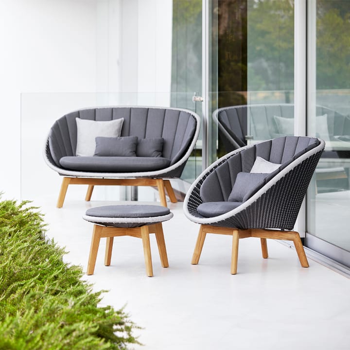 Sofá Peacock Weave, 2 plazas grey/light grey, patas de teca Cane-line