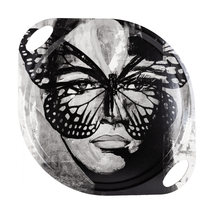 Bandeja con asas Golden Butterfly 38x47 cm - Black-white - Carolina Gynning