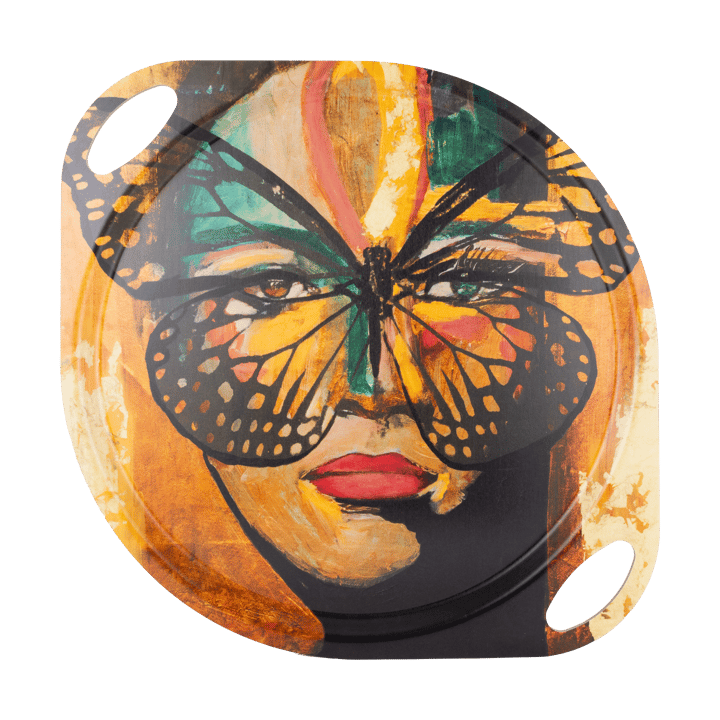 Bandeja con asas Golden Butterfly 38x47 cm - Orange-black - Carolina Gynning