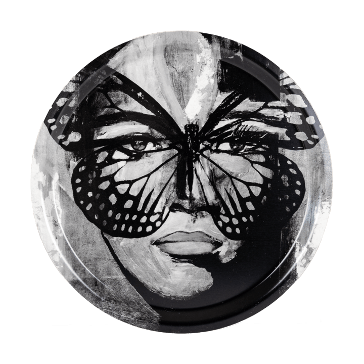 Bandeja Golden Butterfly Ø31 cm - Black-white - Carolina Gynning