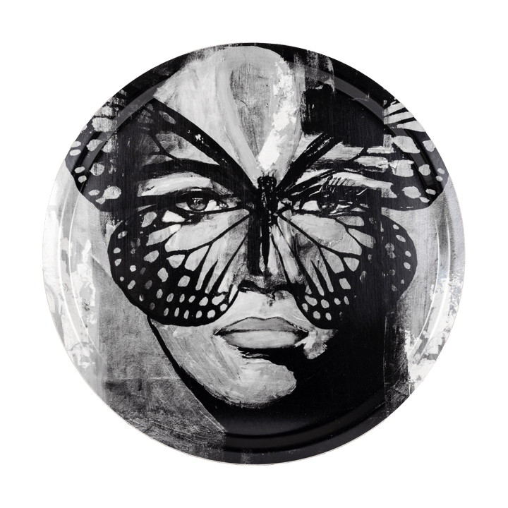 Bandeja Golden Butterfly Ø46 cm - Black-white - Carolina Gynning