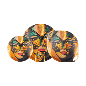 Bandeja Golden Butterfly Ø46 cm - Orange-black - Carolina Gynning