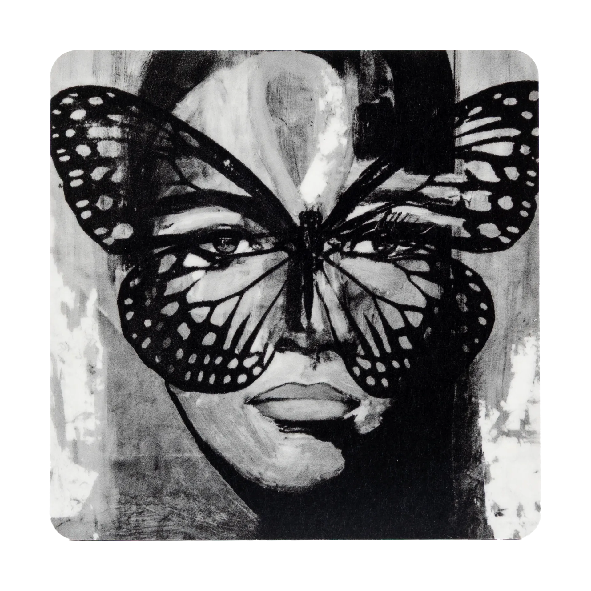 Posavasos Golden Butterfly 9x9 cm, Black-white Carolina Gynning
