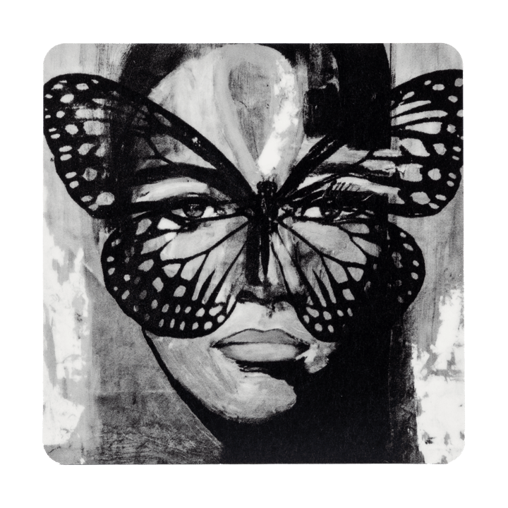 Posavasos Golden Butterfly 9x9 cm - Black-white - Carolina Gynning
