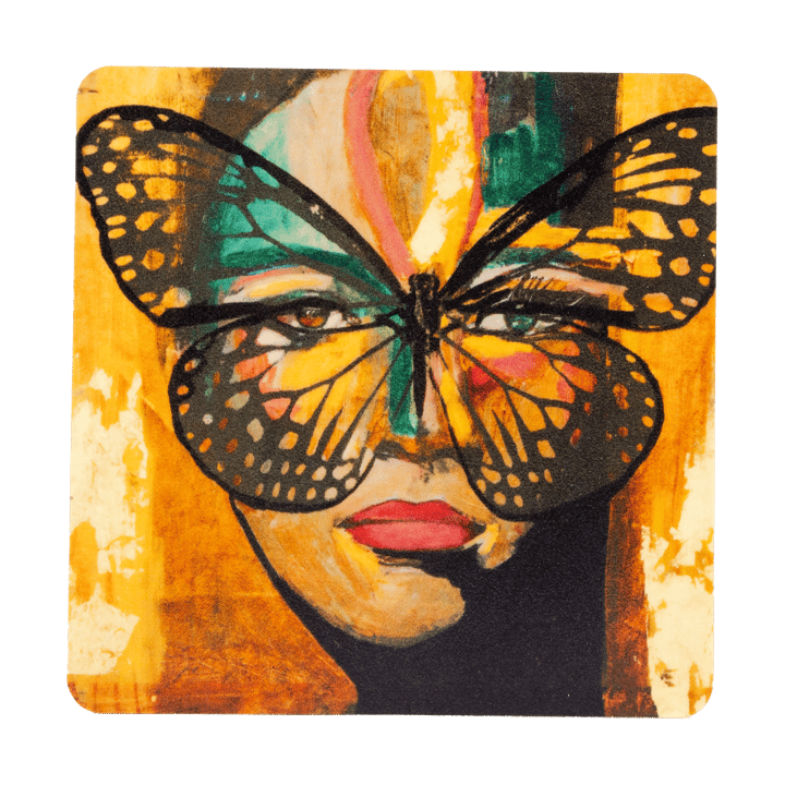 Posavasos Golden Butterfly 9x9 cm - Orange-black - Carolina Gynning
