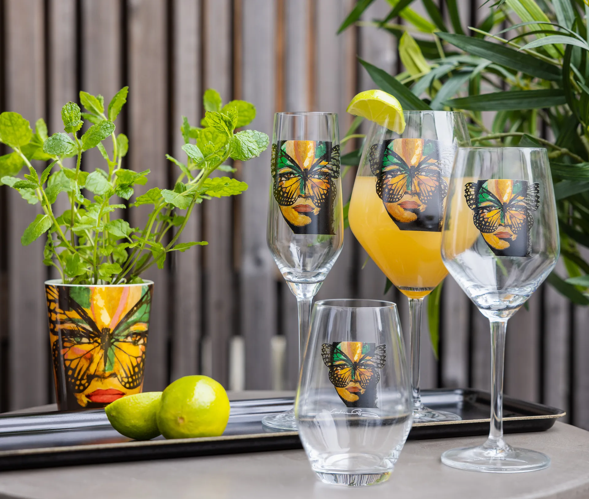 Vaso para bebida Golden Butterfly 35 cl, Clear Carolina Gynning