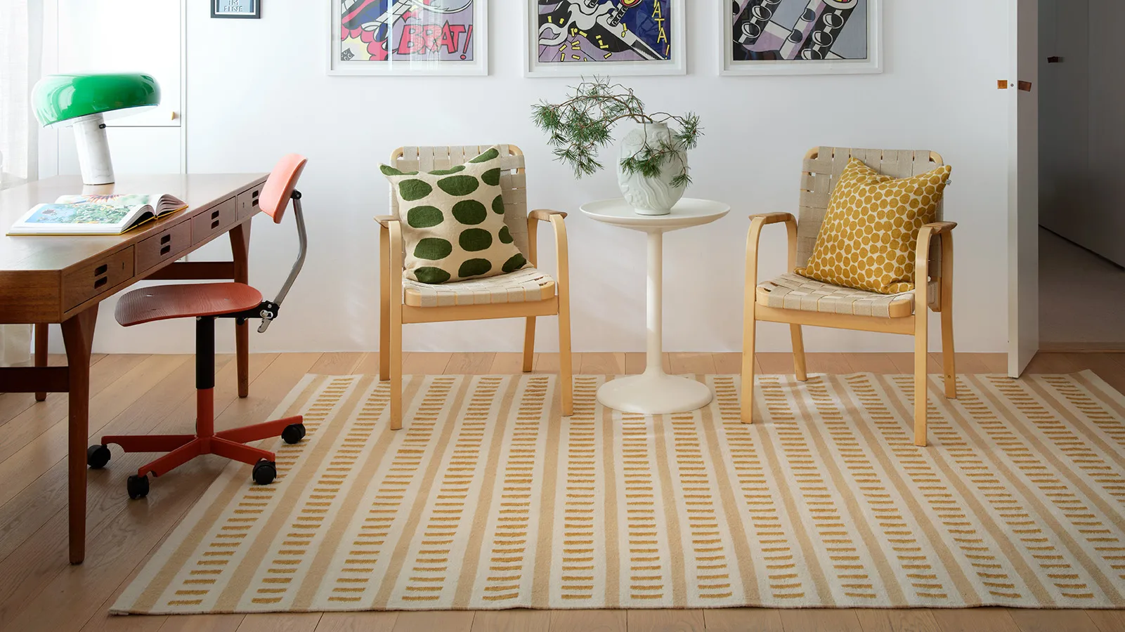 Alfombra de lana Ladakh, Off white-beige-masala yellow, 180x270 cm Chhatwal & Jonsson