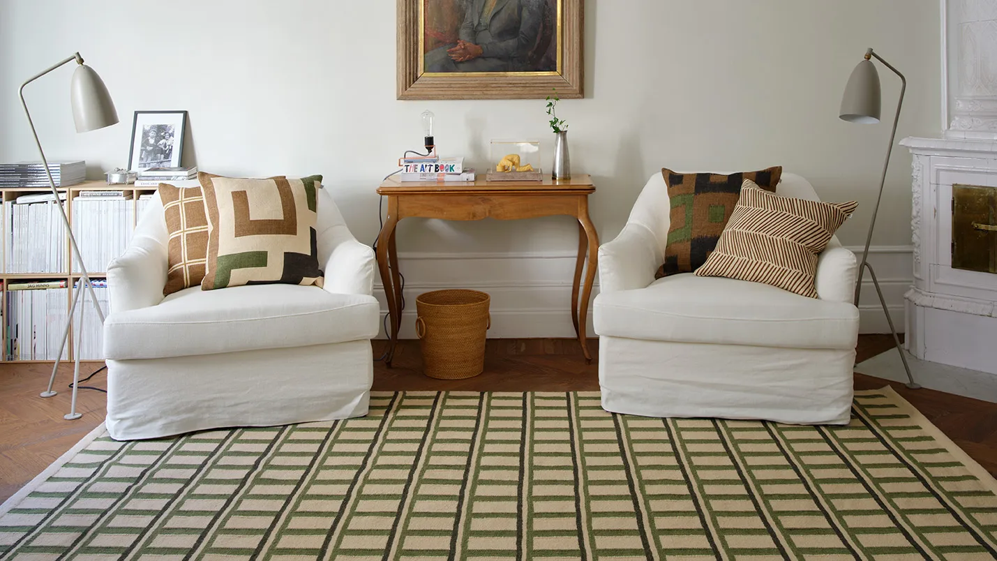 Alfombra de lana Mysore, Off white-green-dark green, 180x270 cm Chhatwal & Jonsson