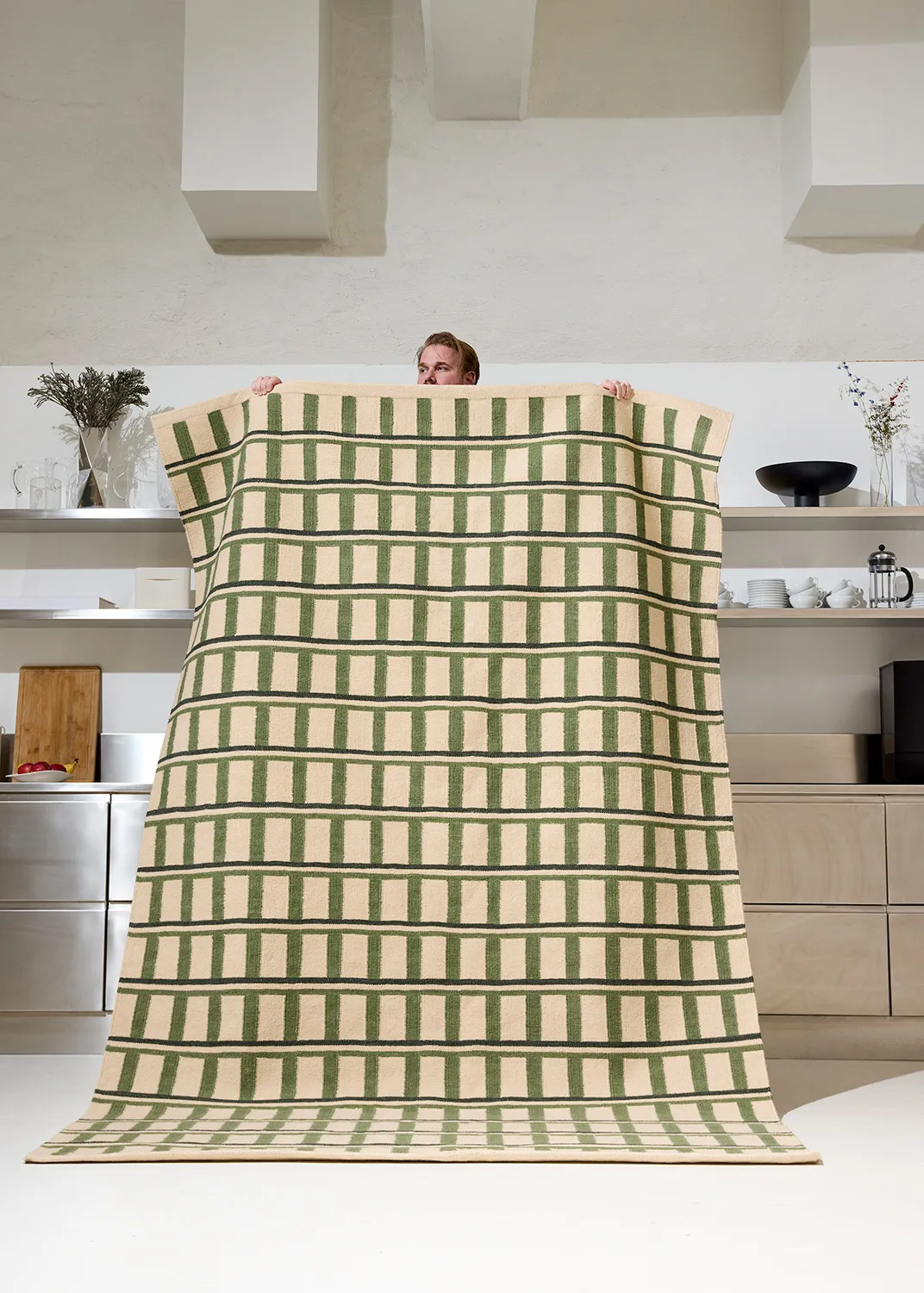 Alfombra de lana Mysore, Off white-green-dark green, 230x320 cm Chhatwal & Jonsson