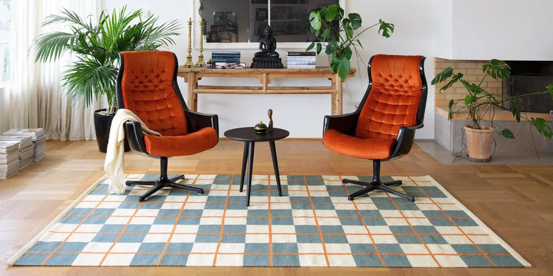 Alfombra Haveli 230x320 cm, Heaven blue-light khaki-rust Chhatwal & Jonsson