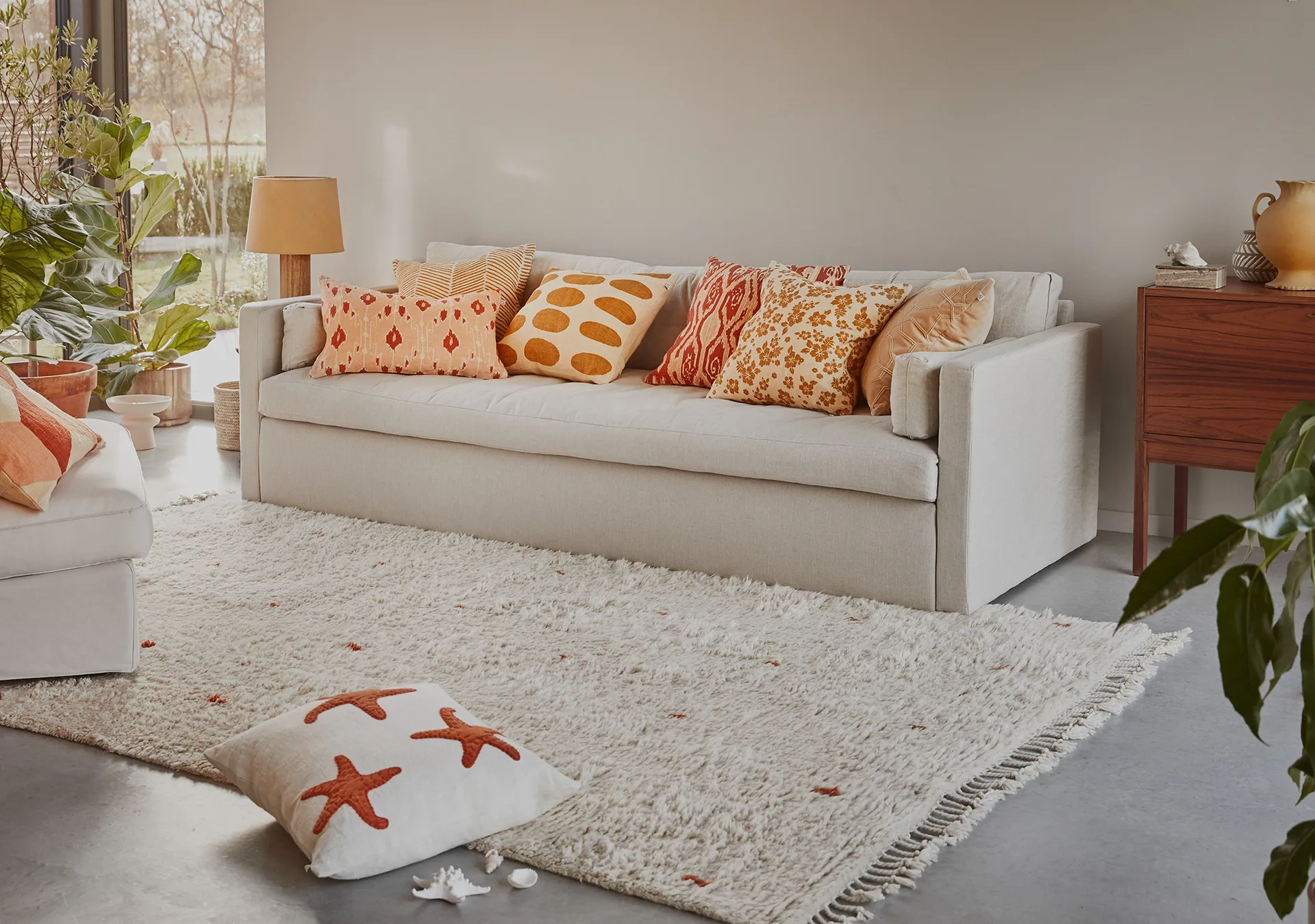 Alfombra Ravi 177x266 cm, Off white-naranja Chhatwal & Jonsson