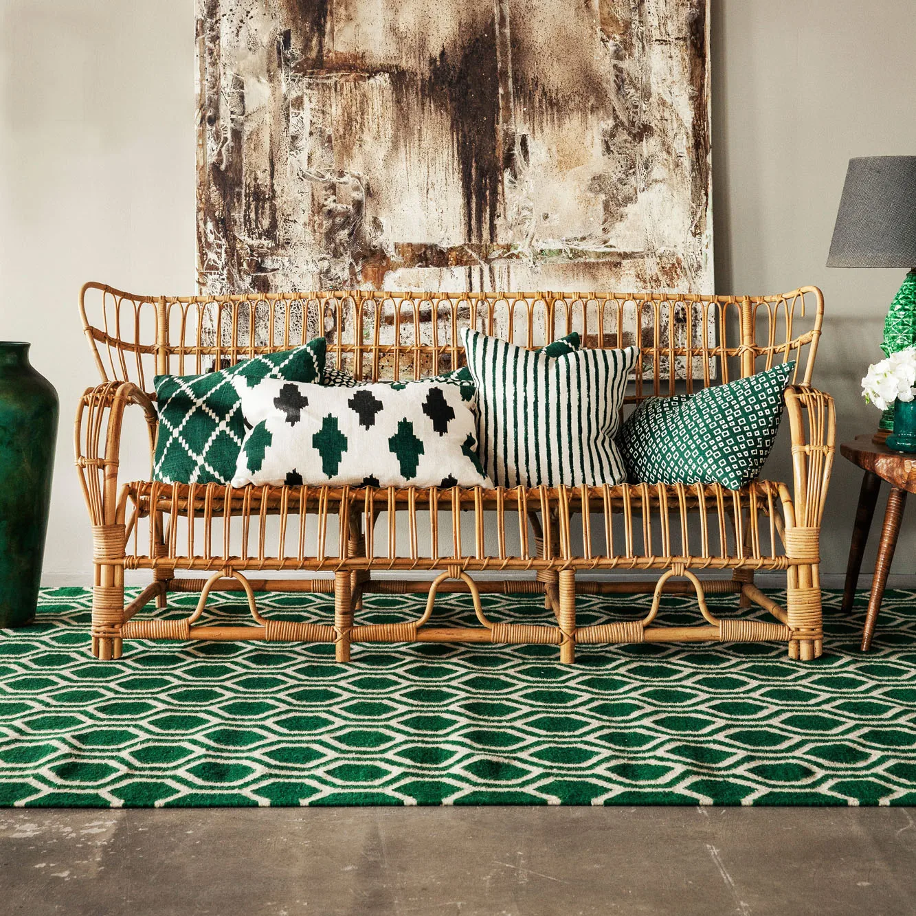 Alfombra Varanasi 234x323 cm, Green-off white Chhatwal & Jonsson