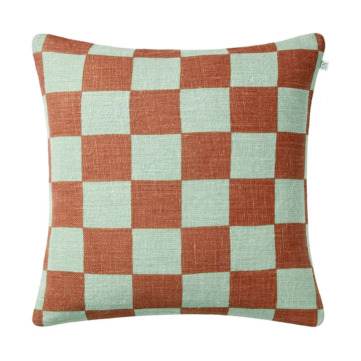 Buffalo Check - Aqua-apricot orange, 50x50 cm - Chhatwal & Jonsson