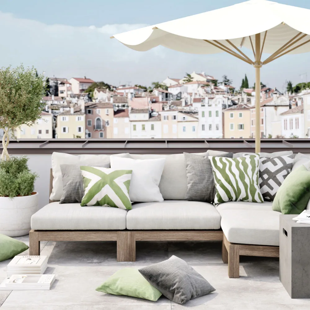 Cojín Zebra Outdoor 50x50 cm, Sage/off white, 50 cm Chhatwal & Jonsson