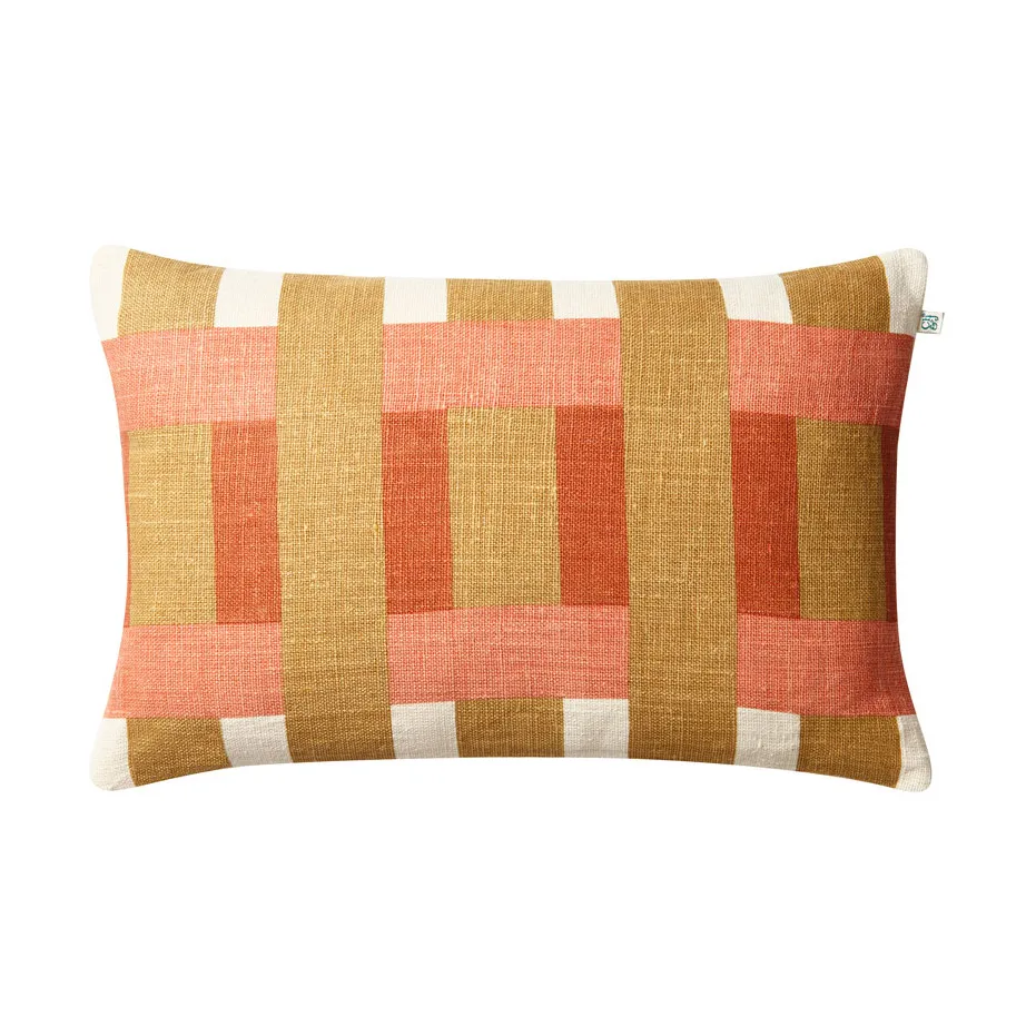 Funda de cojín Benaras, Khaki-rose-apricot orange, 40x60 cm Chhatwal & Jonsson