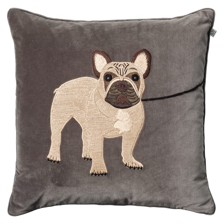 Funda de cojín Embroidered French Bull Dog 50x50 cm - gris - Chhatwal & Jonsson