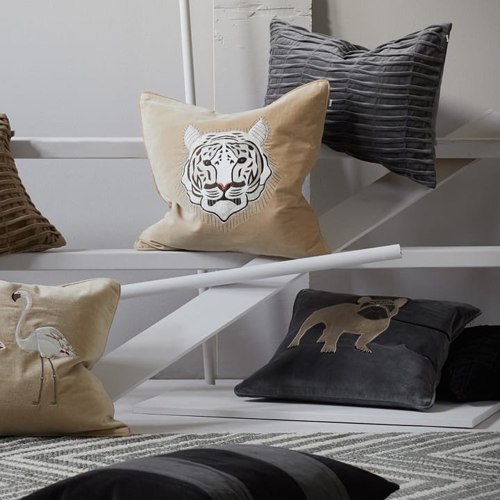 Funda de cojín Embroidered French Bull Dog 50x50 cm - gris - Chhatwal & Jonsson