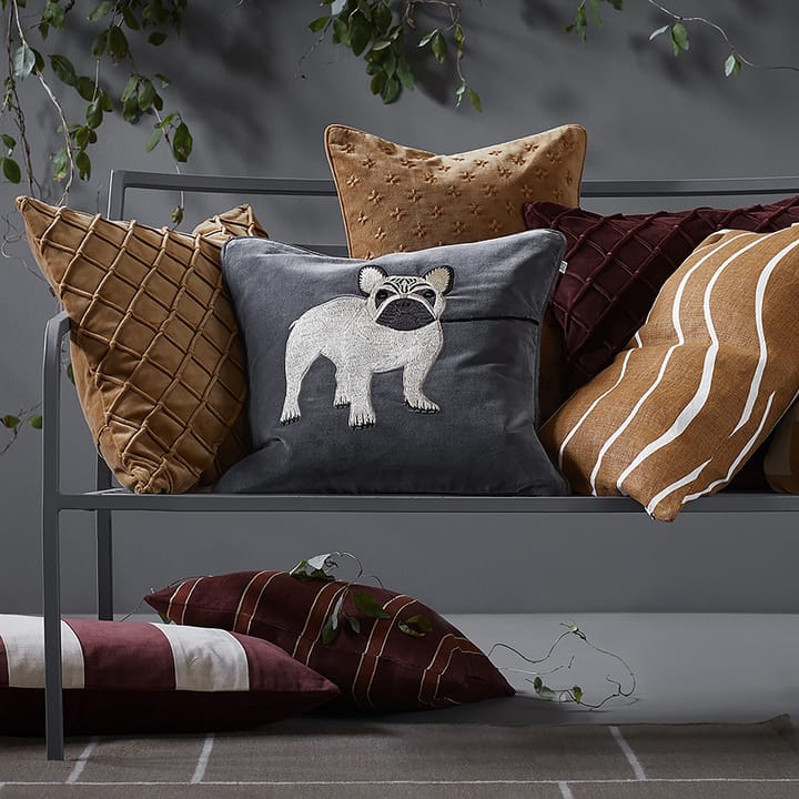 Funda de cojín Embroidered French Bull Dog 50x50 cm - gris - Chhatwal & Jonsson
