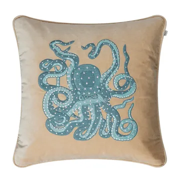 Funda de cojín Embroidered Octopus 50x50 cm - Beige-aqua - Chhatwal & Jonsson