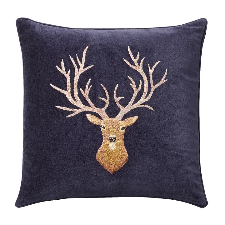Funda de cojín Embroidered Reindeer 50x50 cm - Navy - Chhatwal & Jonsson