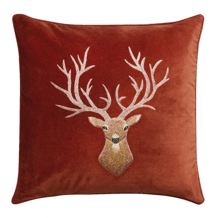Funda de cojín Embroidered Reindeer 50x50 cm - Rust - Chhatwal & Jonsson
