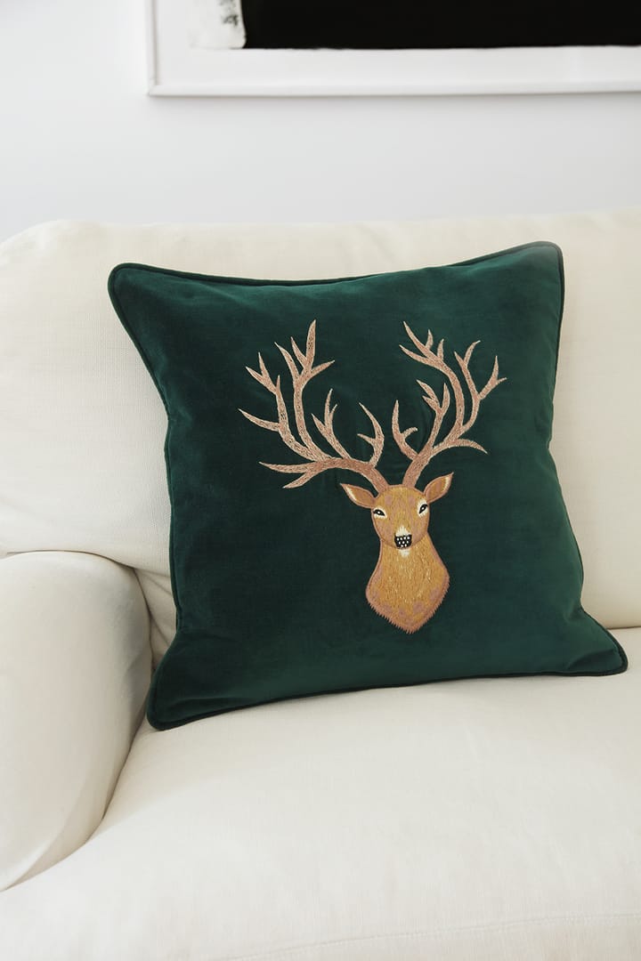 Funda de cojín Embroidered Reindeer 50x50 cm - Verde - Chhatwal & Jonsson
