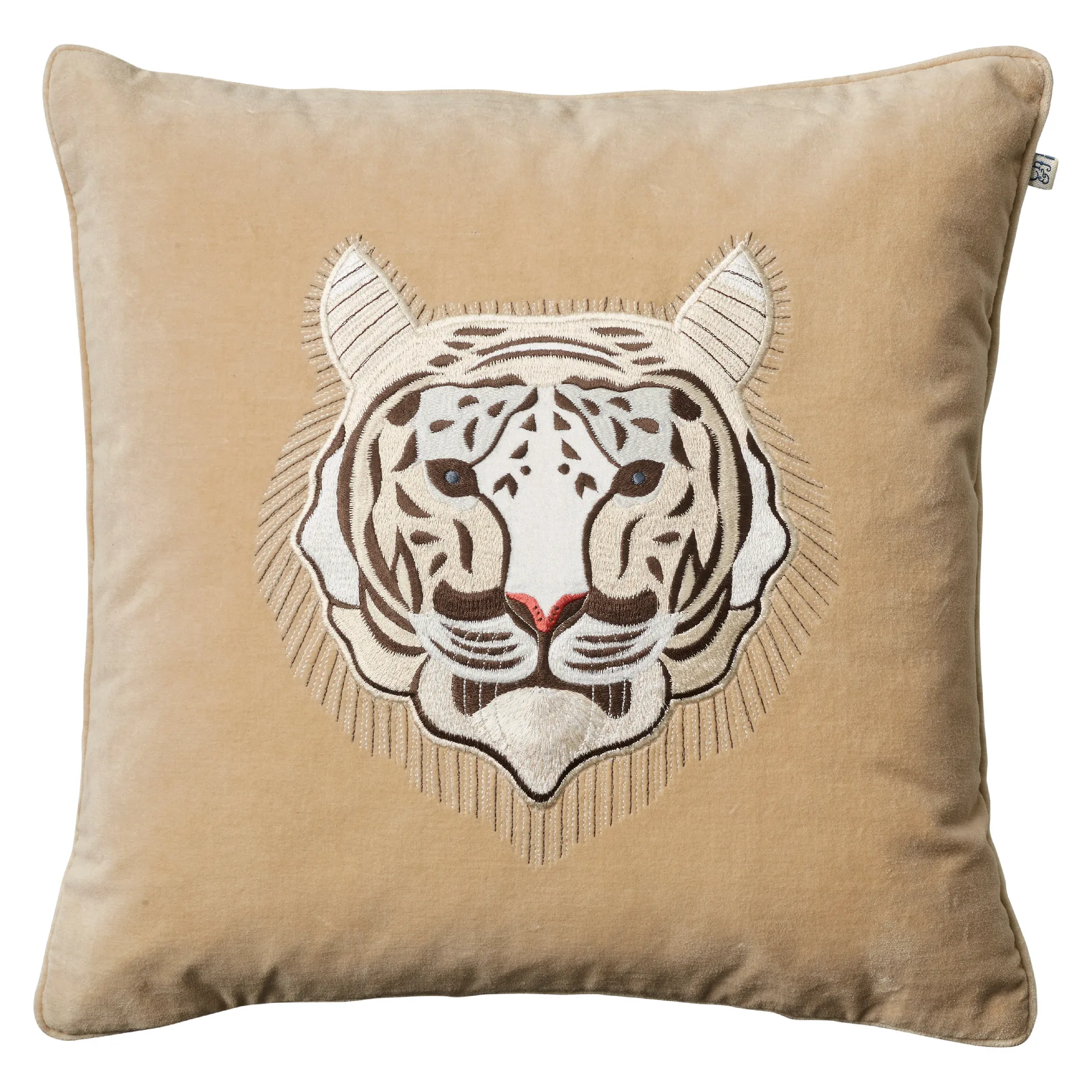 Funda de cojín Embroidered Tiger 50x50 cm, Beige Chhatwal & Jonsson