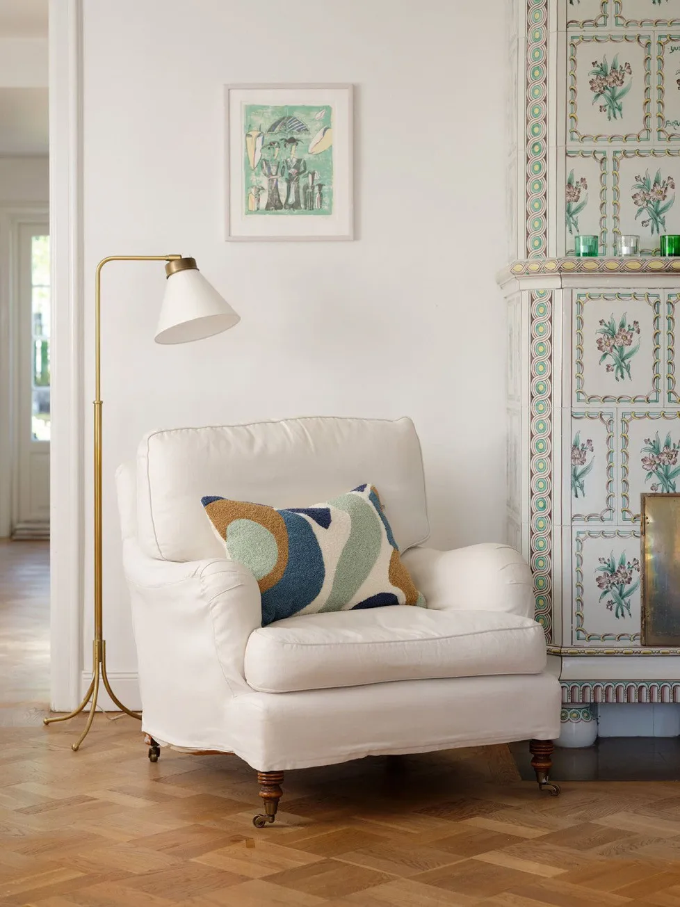 Funda de cojín Sanskriti 40x60 cm, Heaven blue-offwhite-sand-aqua Chhatwal & Jonsson