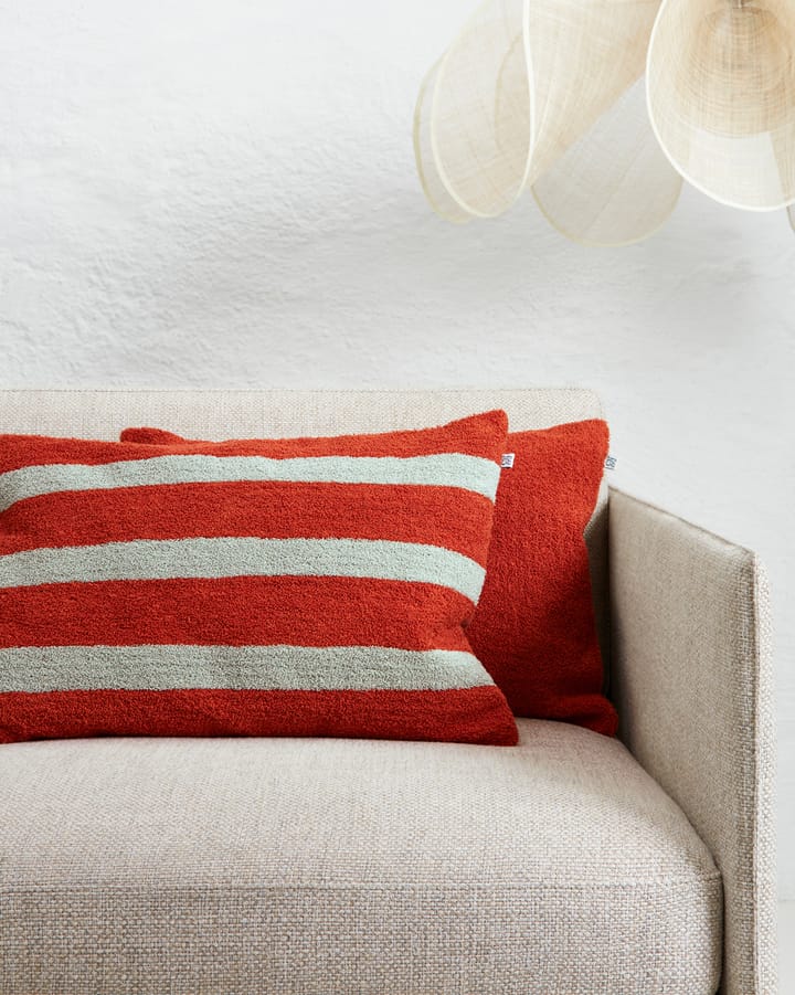 Funda de cojín Stripe linen boucle 40x60 cm, Apricot orange-aqua Chhatwal & Jonsson