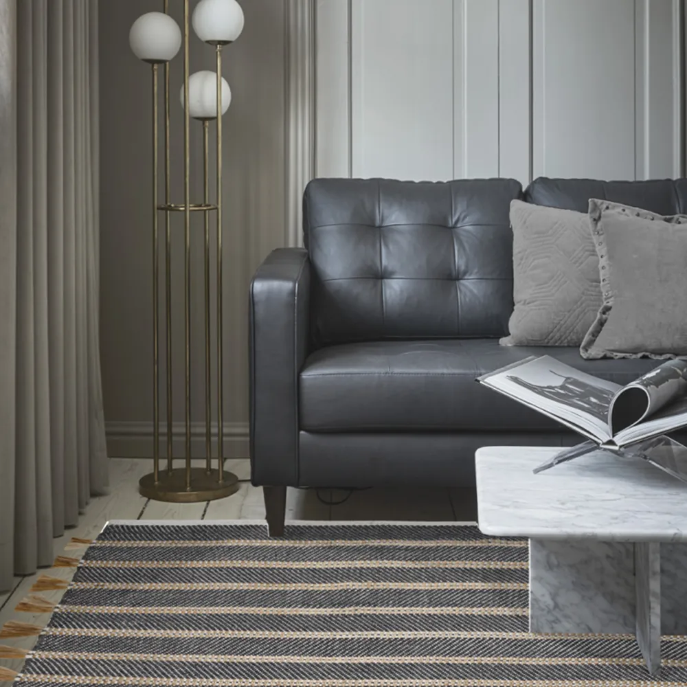 Alfombra Cyin, Negro/yute, 200x300 cm Classic Collection