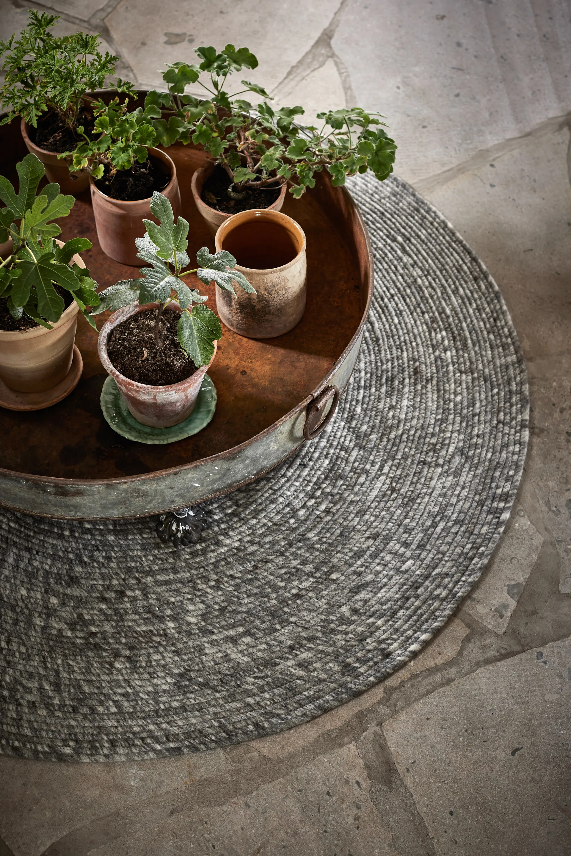 Alfombra de lana Merino redonda Ø160 cm, gris Classic Collection