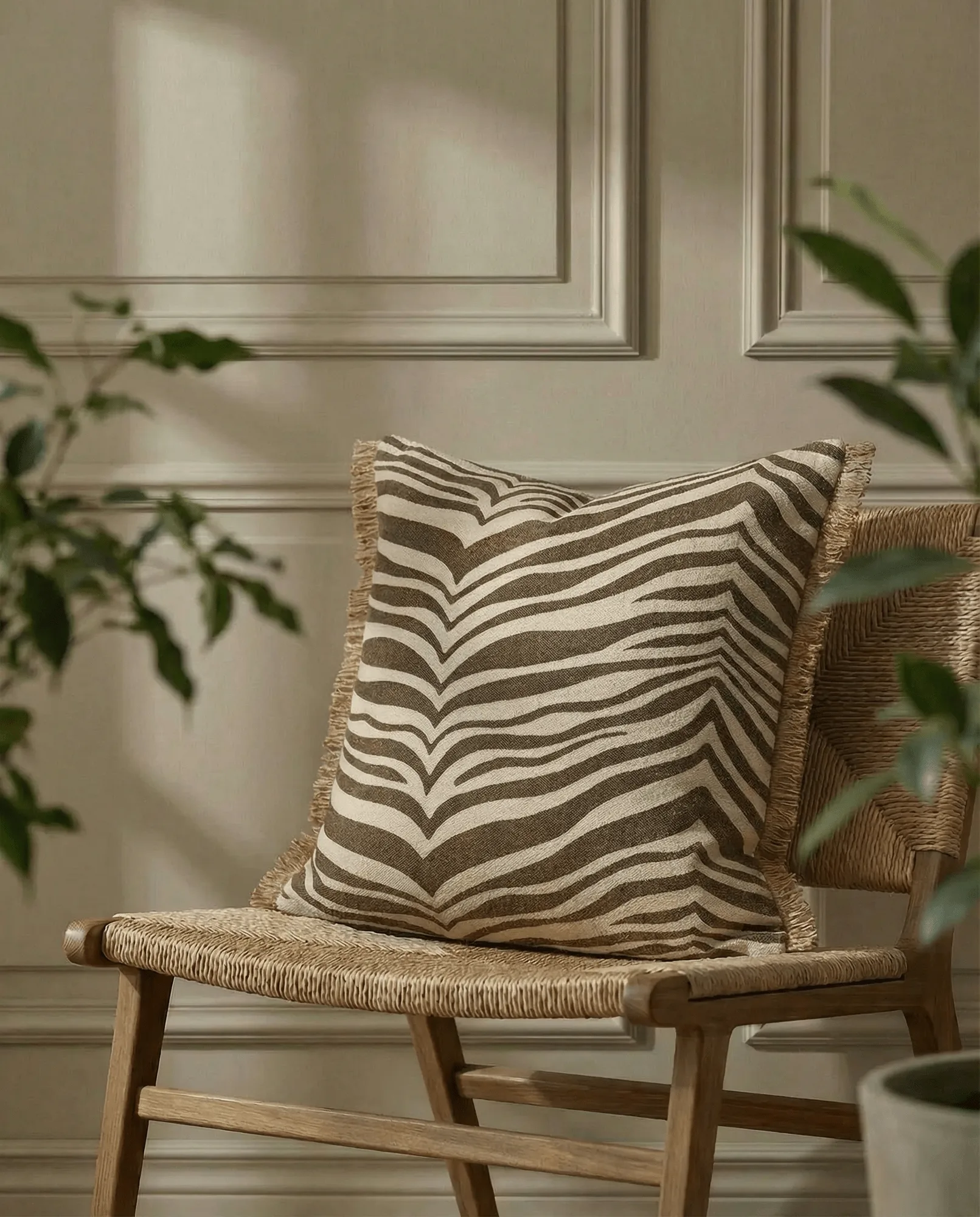 Cojín Zebra, Marrón-natural, 50x50 cm Classic Collection