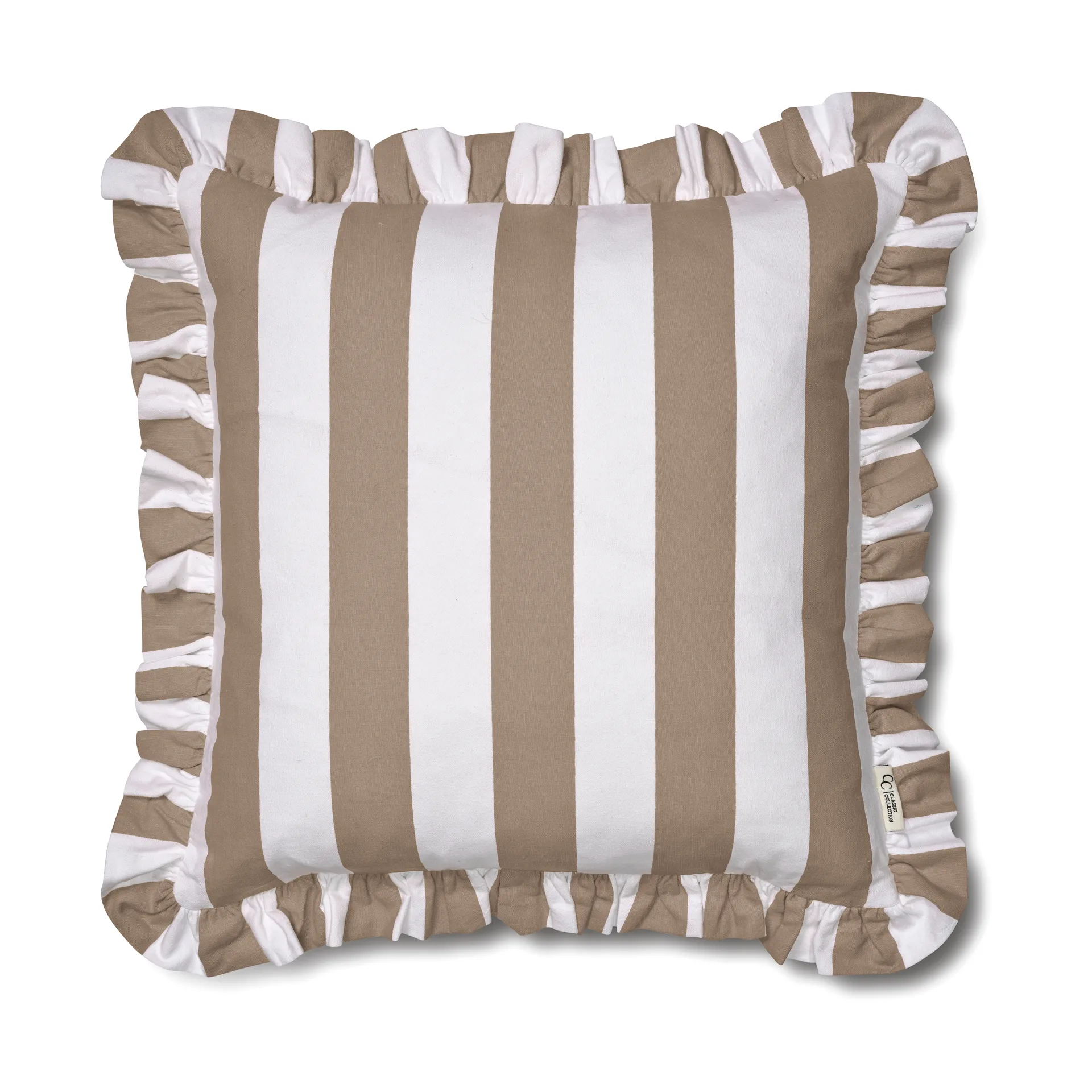 Ruffle Stripes Funda de cojín 50x50 cm, Beige Classic Collection