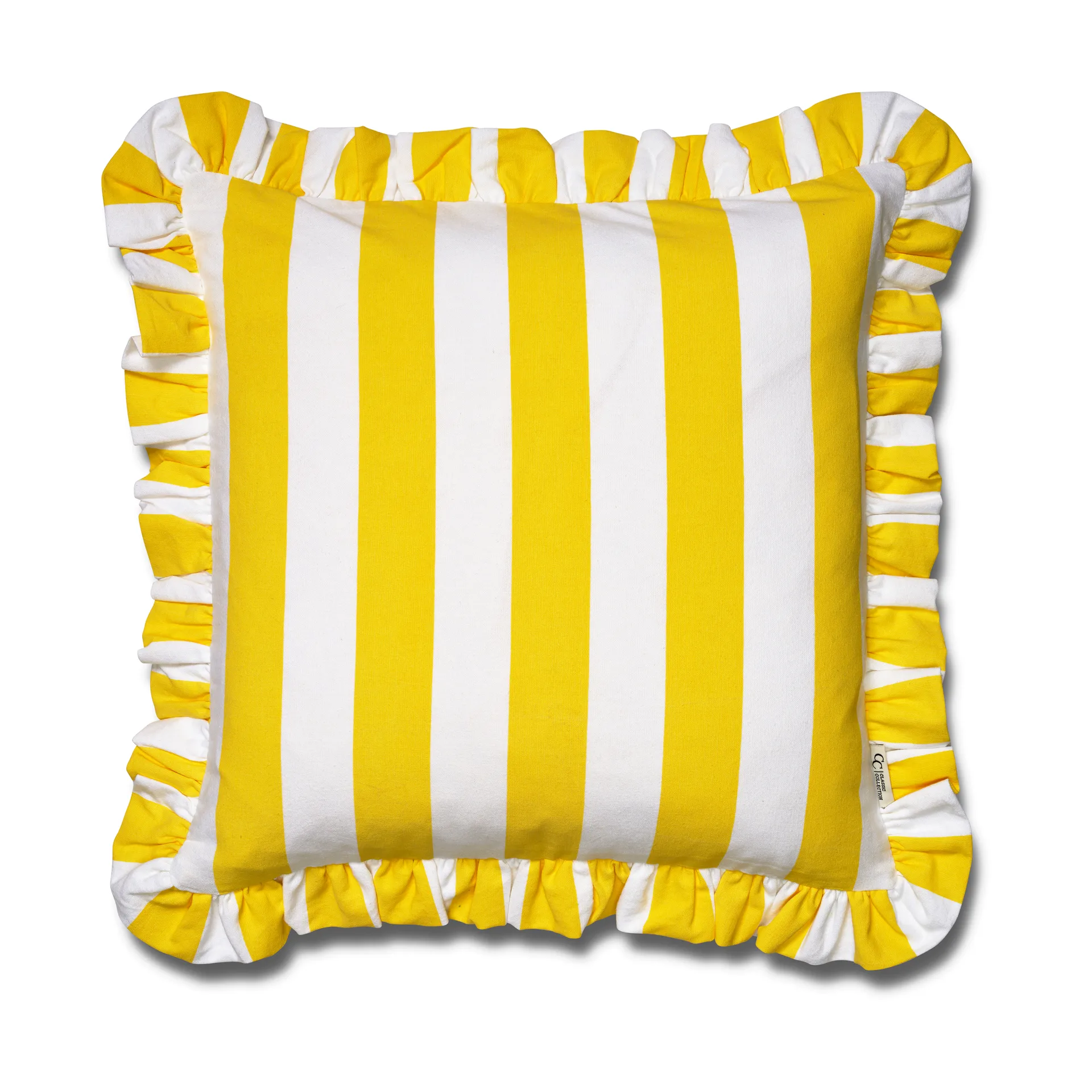 Ruffle Stripes Funda de cojín 50x50 cm, Yellow Classic Collection
