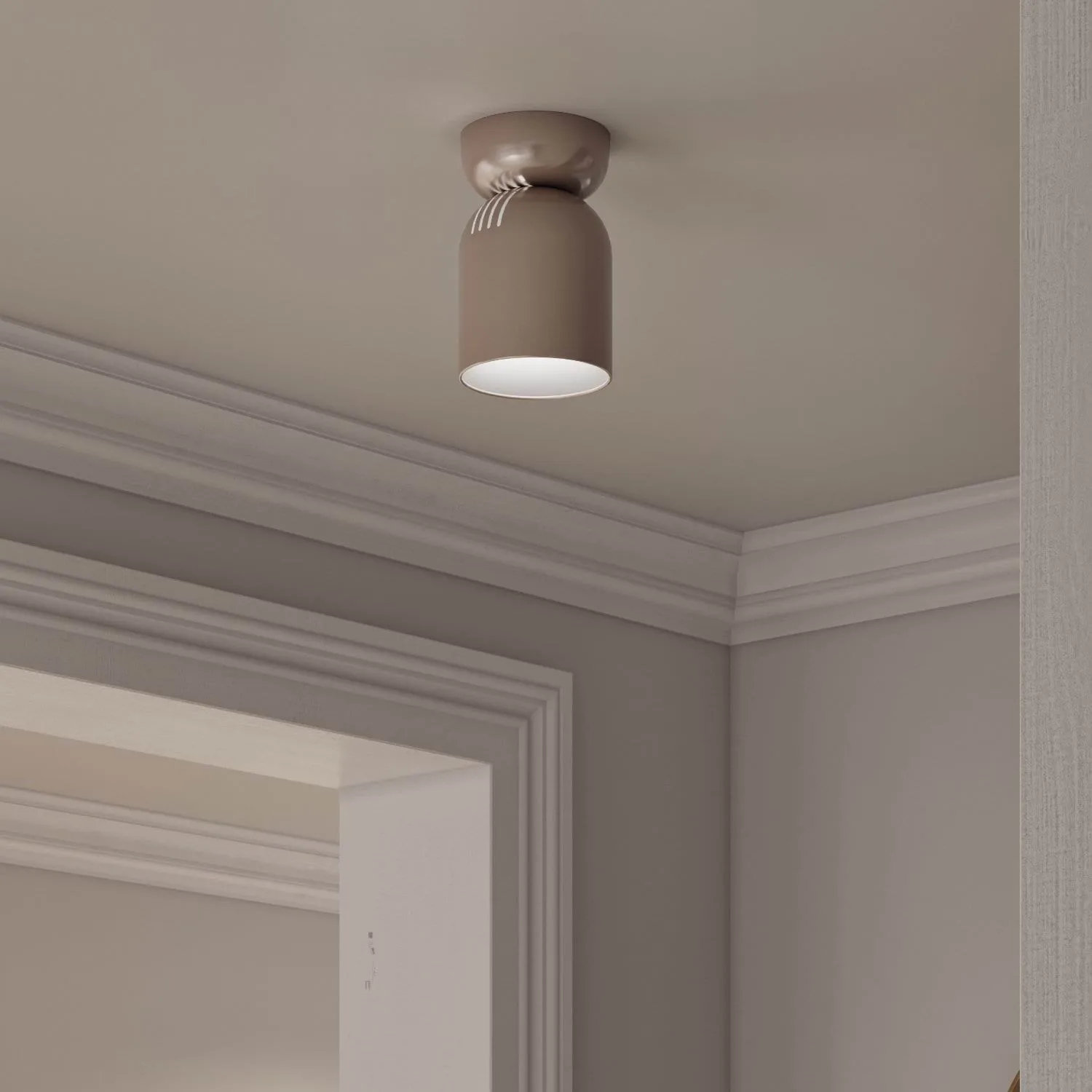 Foco de techo Lennon, Beige, Ø12,5x19,5 cm CO Bankeryd