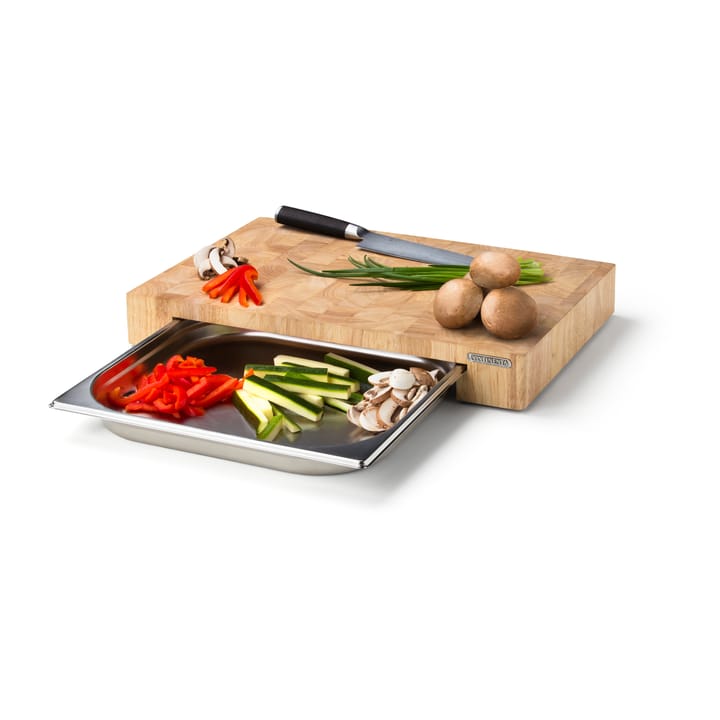 Tabla de cortar madera de caucho con 1 bandeja, 27x39 cm Continenta