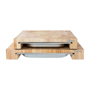 Tabla de cortar madera de caucho con 1 bandeja - 27x39 cm - Continenta