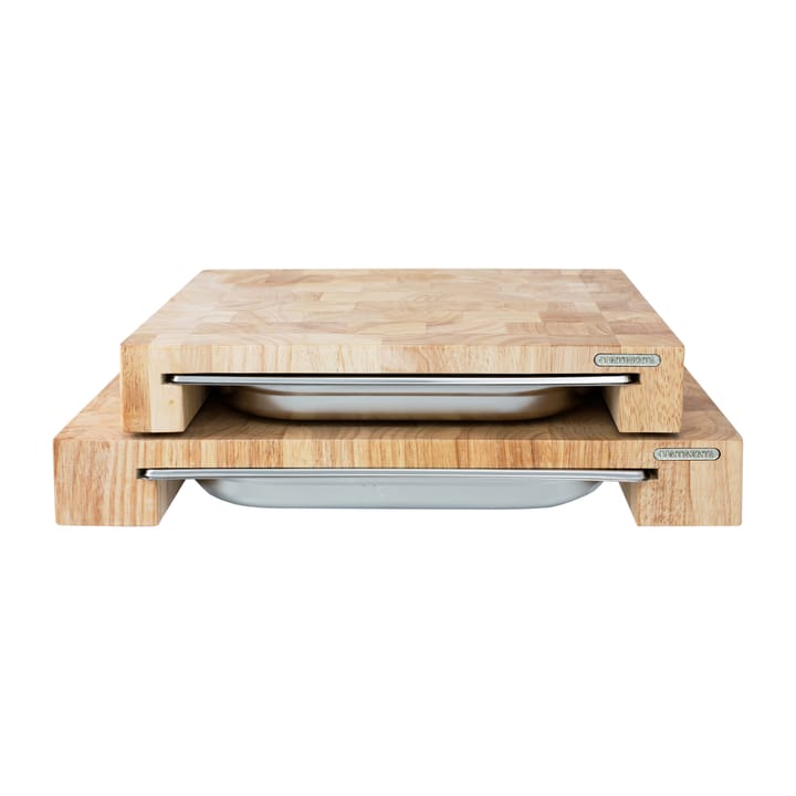 Tabla de cortar madera de caucho con 1 bandeja, 27x39 cm Continenta
