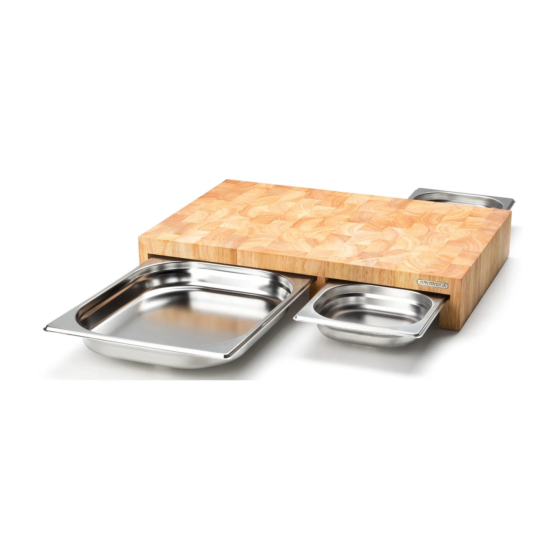 Tabla de cortar madera de caucho con 3 bandejas, 32x48 cm Continenta