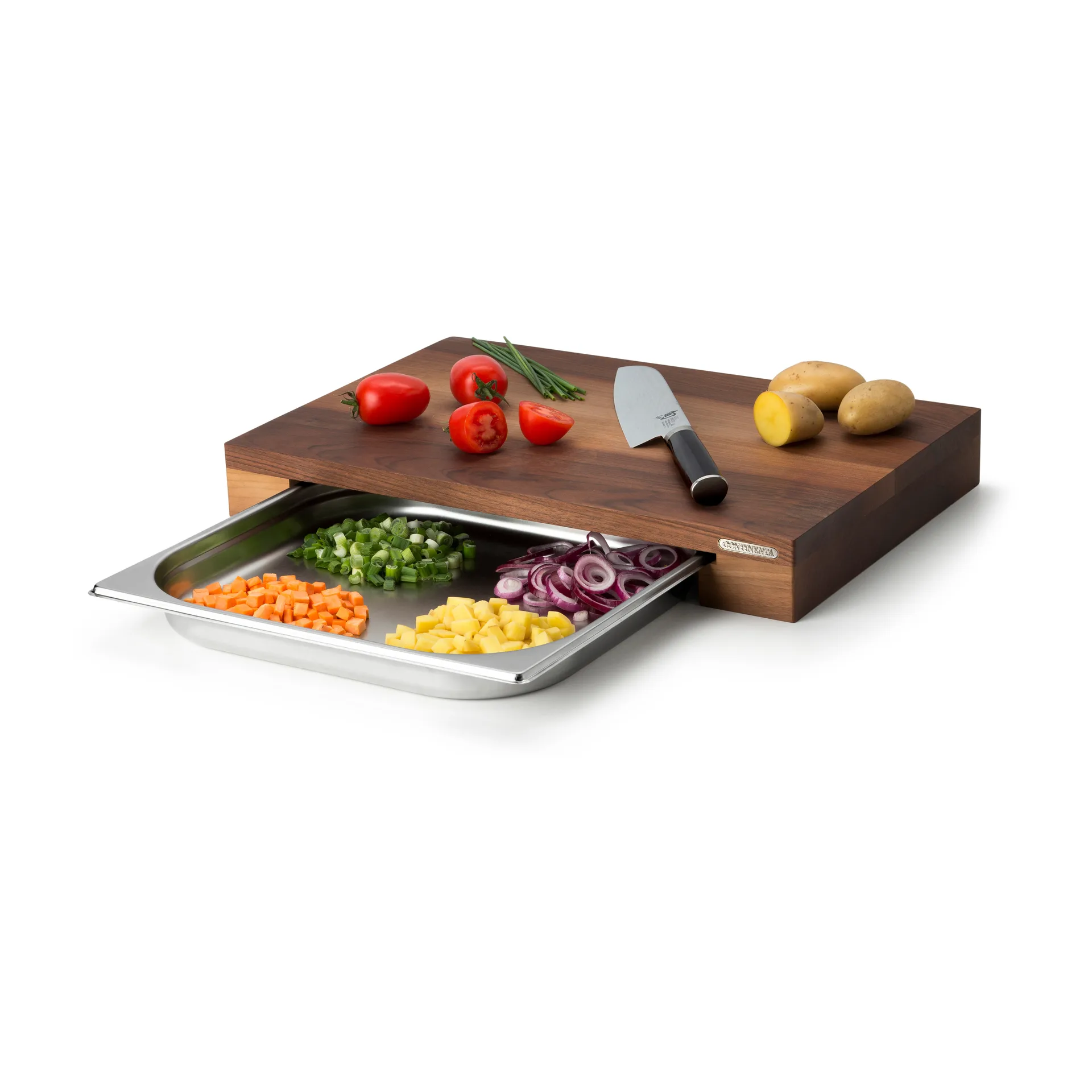 Tabla de cortar nogal con 1 bandeja, 27x39 cm Continenta