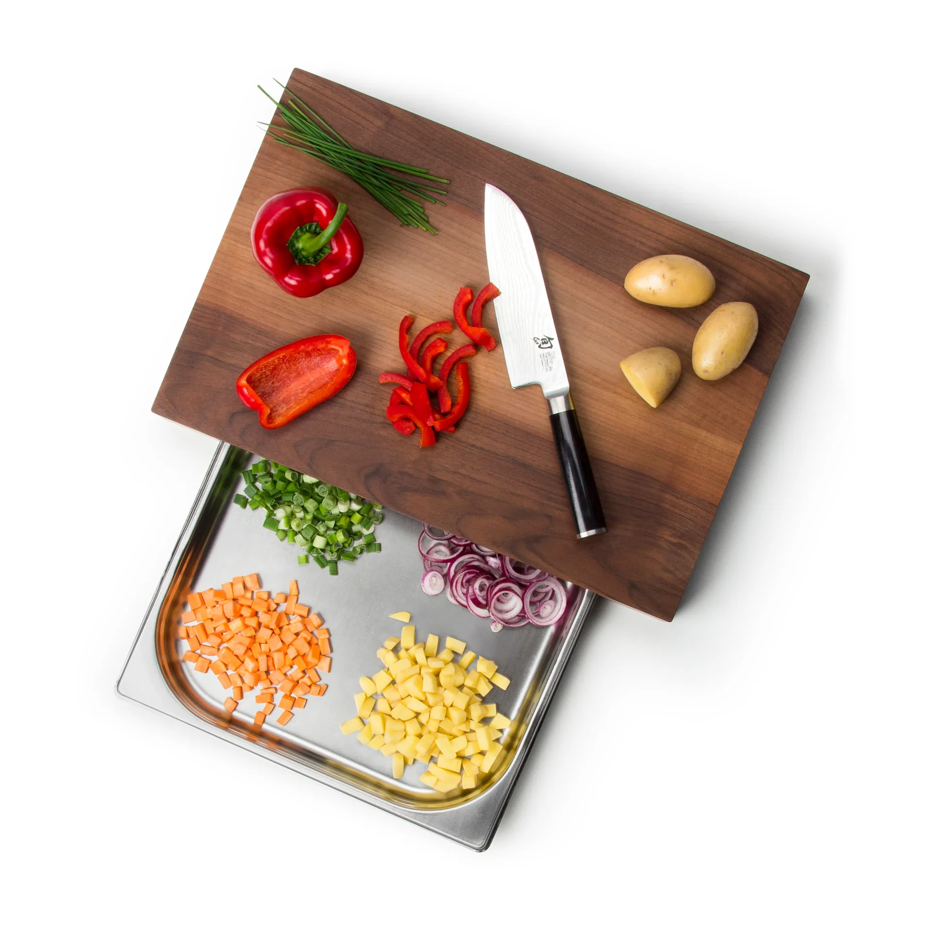 Tabla de cortar nogal con 1 bandeja, 27x39 cm Continenta