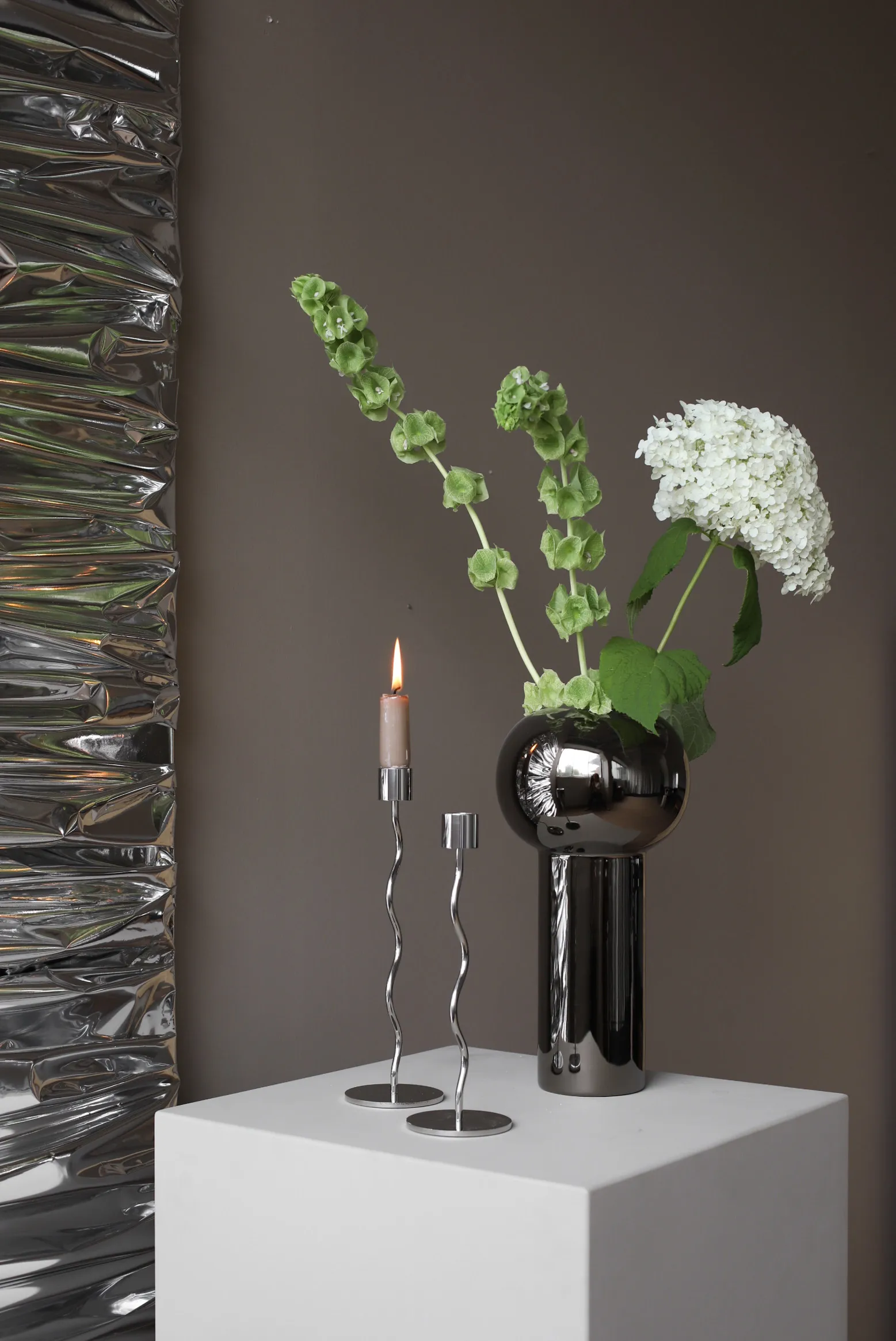 Candelabro Curved 26 cm, Acero inoxidable Cooee Design